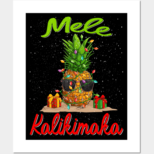 Mele Kalikimaka Pineapple Shirt Hawaiian Christmas Wall Art by intelus